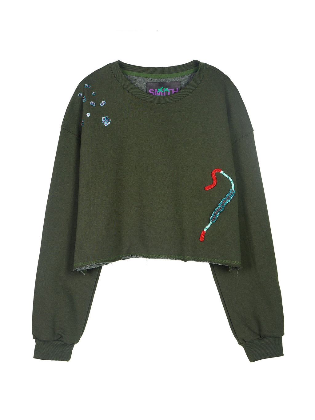 Embroidered Cropped Sweatshirt