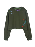 Embroidered Cropped Sweatshirt