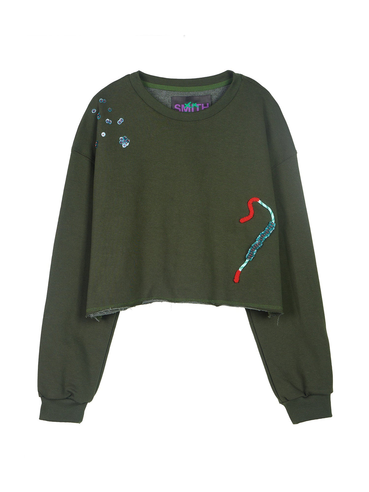 Embroidered Cropped Sweatshirt