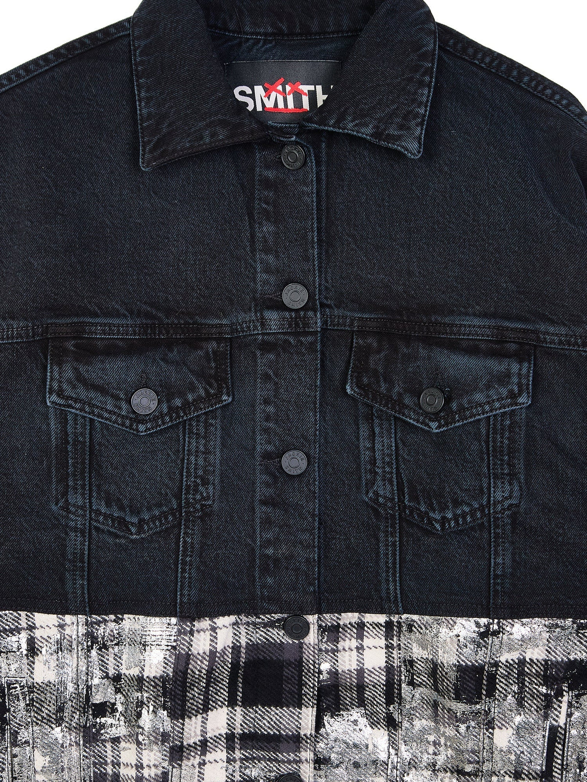 Japanese Foiled Plaid Oversized Denim Jacket