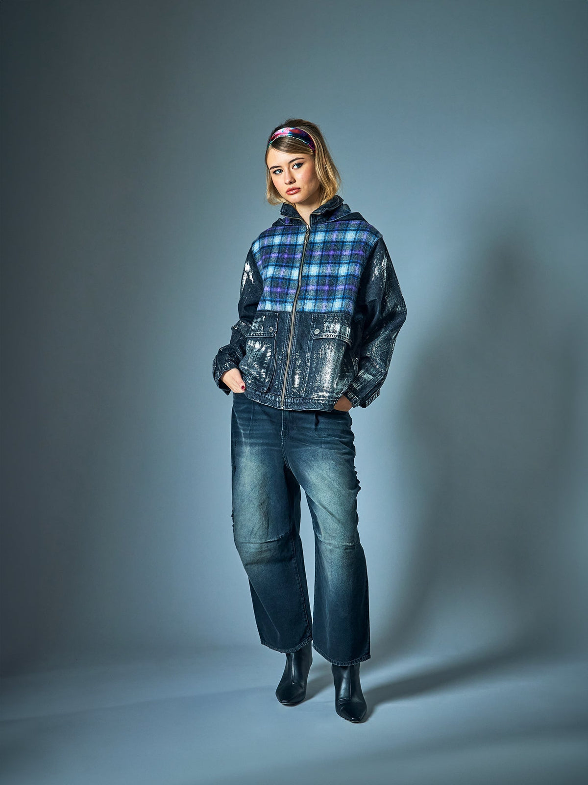 Limited Edition Oversized Metallic Tartan Jacket