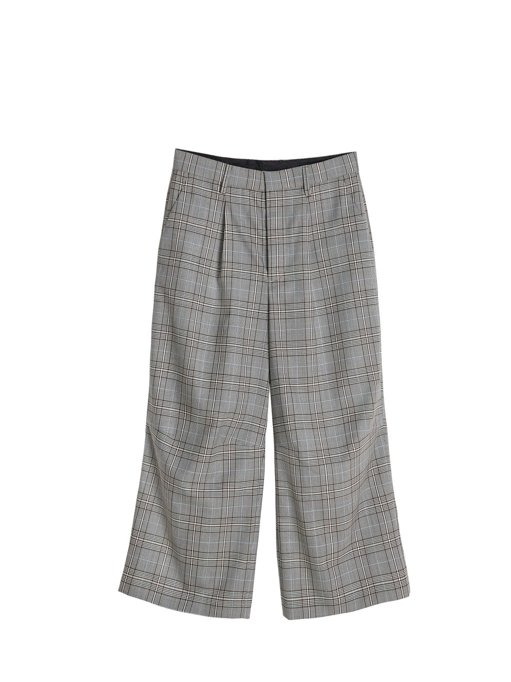 Glen Plaid Wide-Leg Pants
