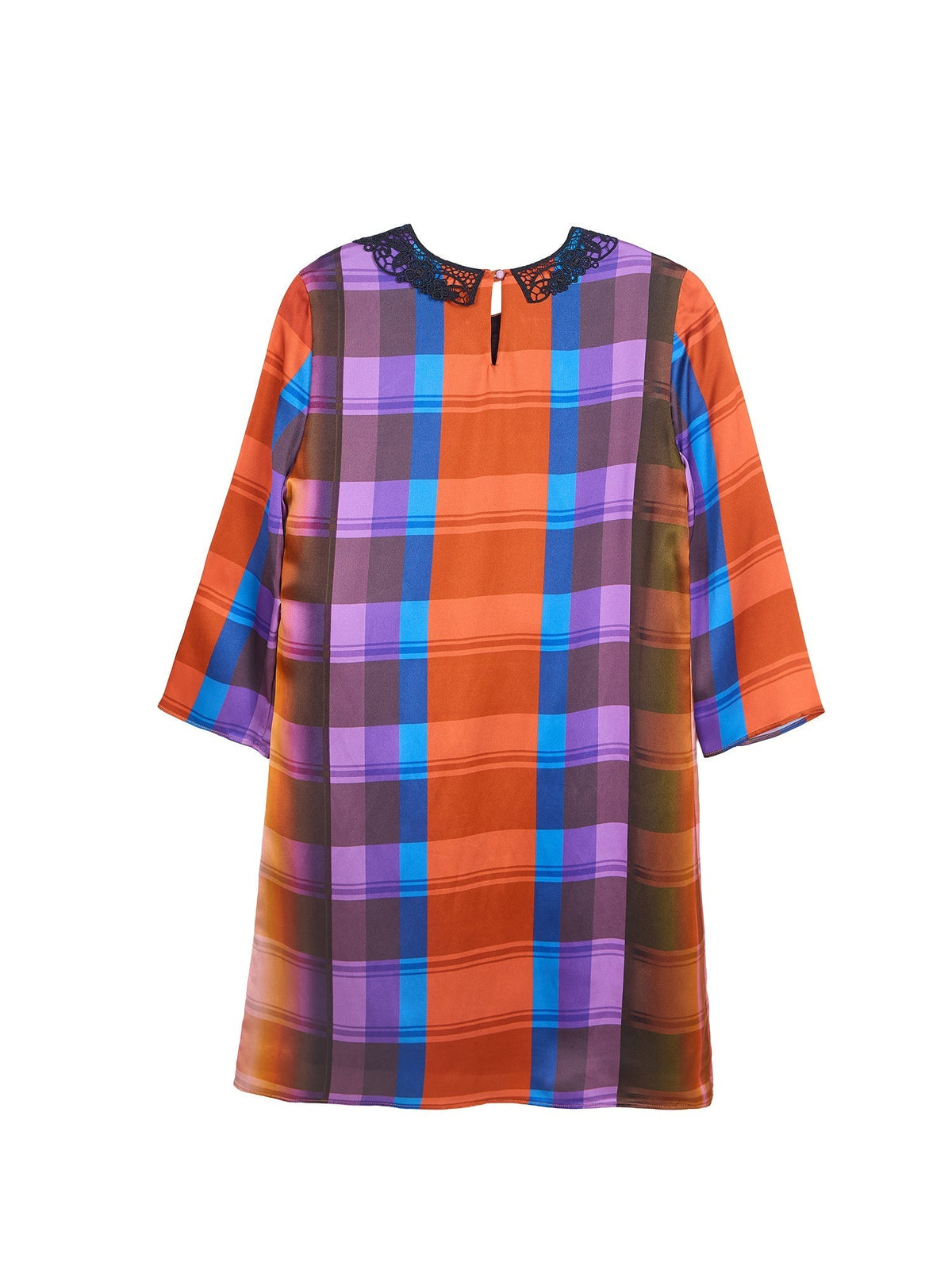 GUIPURE COLLAR SATIN MINI DRESS